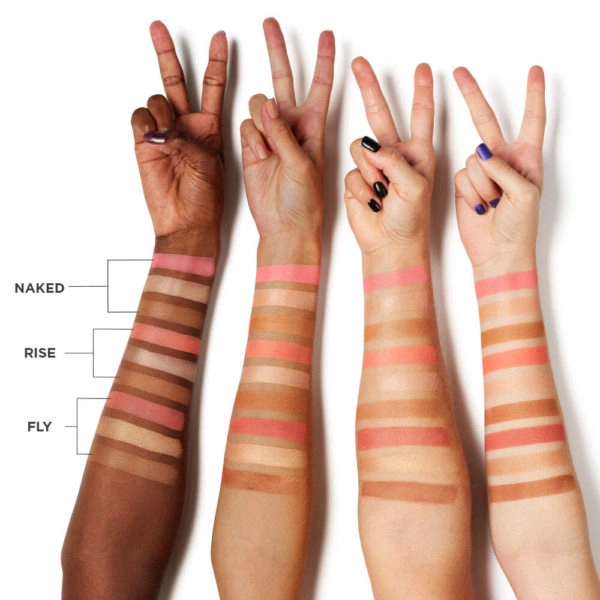 Swatches of Naked, Rise and Fly palettes