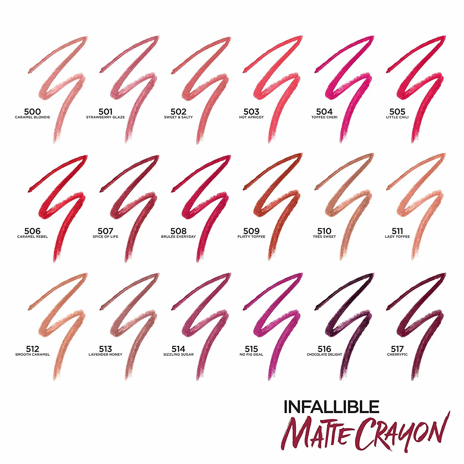 L'Oreal Infallible Matte Lip Crayon Collection
