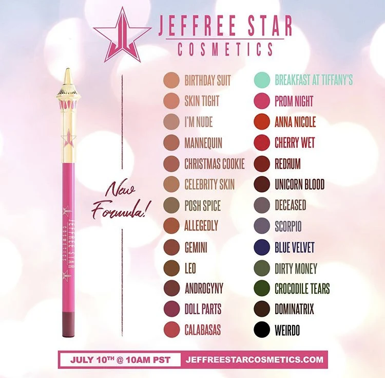 Jeffree Star Velour Lip Liners Collection Reveal! 26 Shades Relaunched