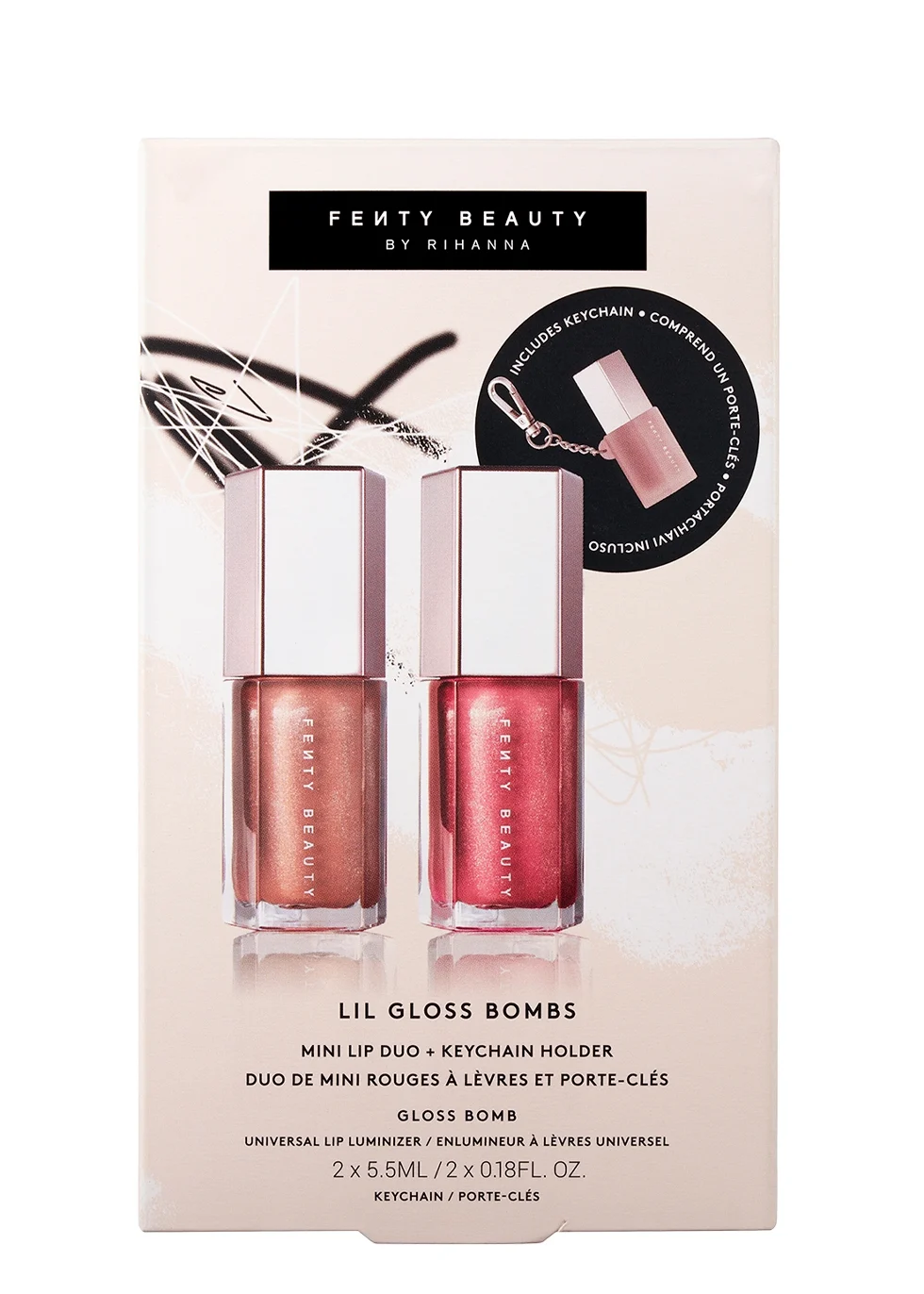 Fenty Beauty Lip Gloss Bombs Mini Lip Duo + Key Chain Set