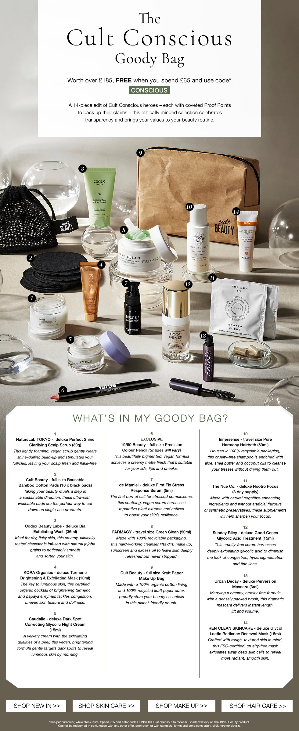 Cult Beauty The Guilt Conscious Goody Bag GWP