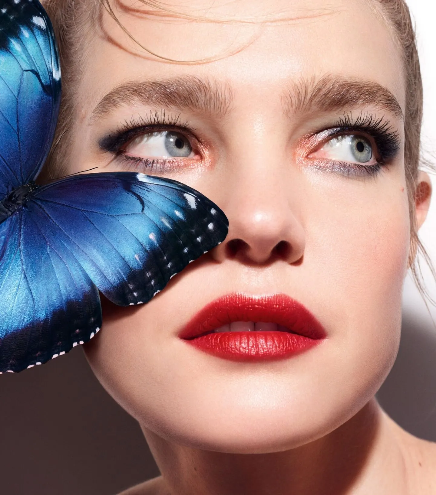 Photo of a woman wearing butterfly inspired makeup