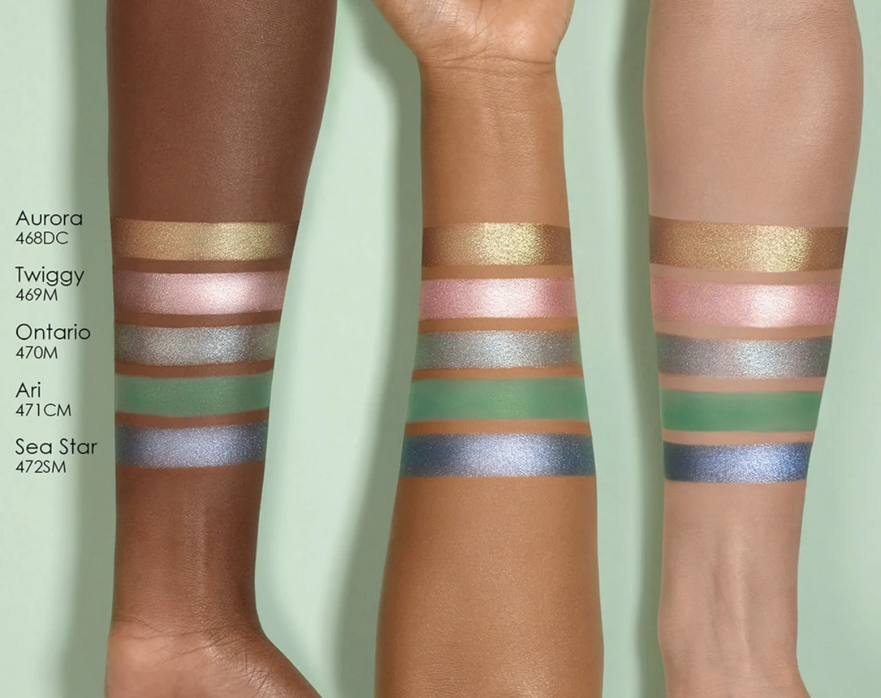 Swatches of the Natasha Denona Mini Pastel Eyeshadow Palette