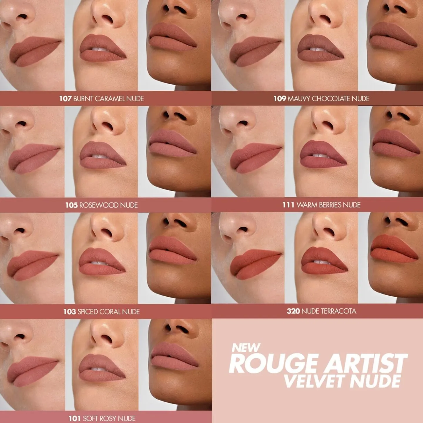 Make Up Forever Rouge Artist Velvet Nude Lipstick Collection