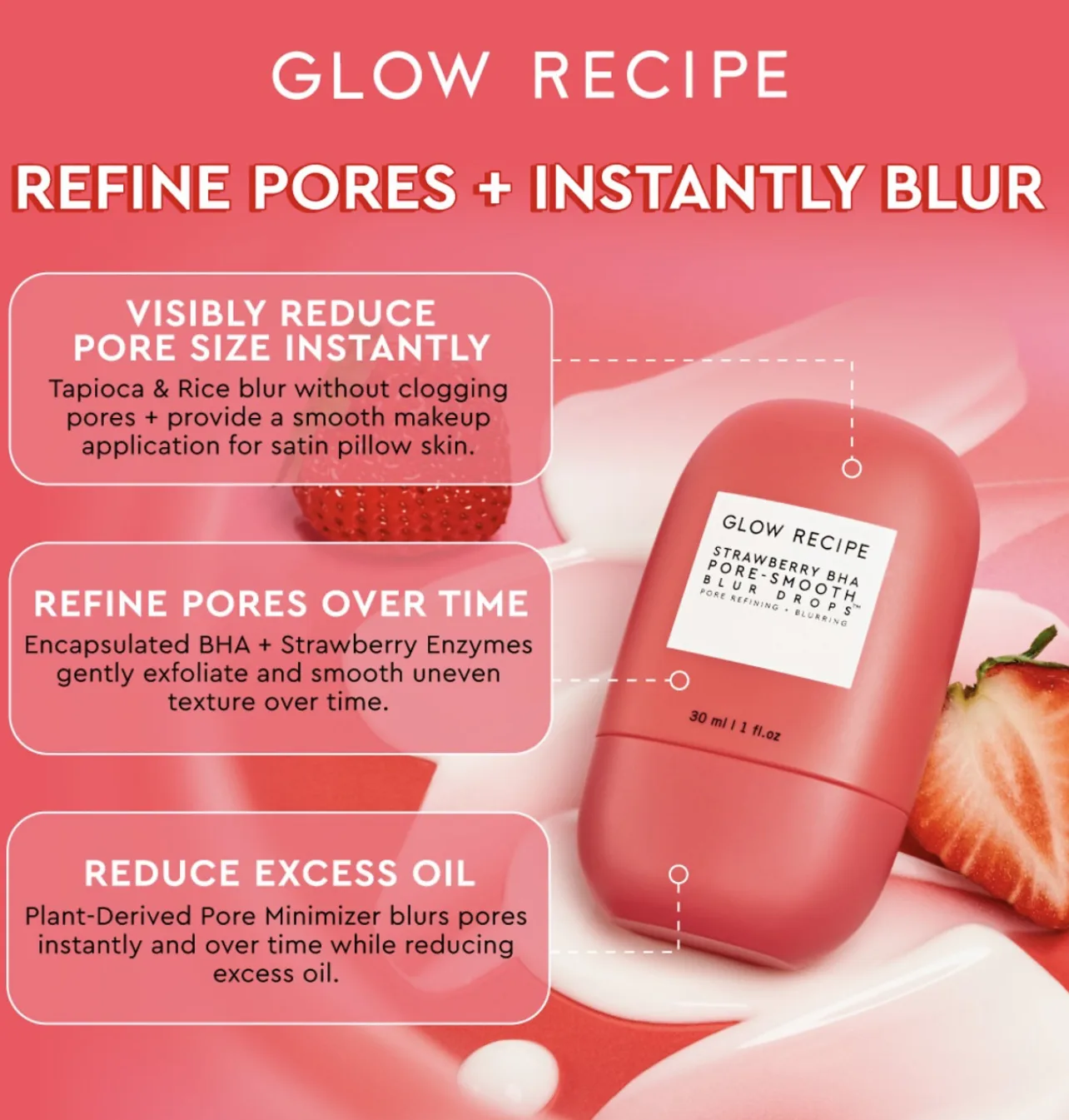 Glow Recipe Strawberry BHA Pore-Smooth Blur Drops