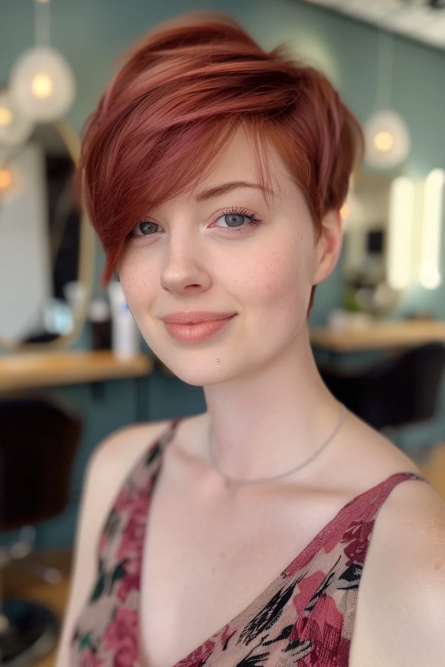 Red hair has always been synonymous with boldness and charisma, but when paired with short styles, it becomes an irresistible statement. This collection of 35 short red hairstyles proves that fiery hues and cropped cuts are a match made in style heaven. From vibrant copper pixies to rich auburn bobs, these looks showcase the versatility and charm of short red hair. Each style exudes confidence, personality, and a touch of rebellion. Embrace the allure of these head-turning looks that effortlessly blend sass and sophistication, demonstrating why redheads truly do have more fun.
