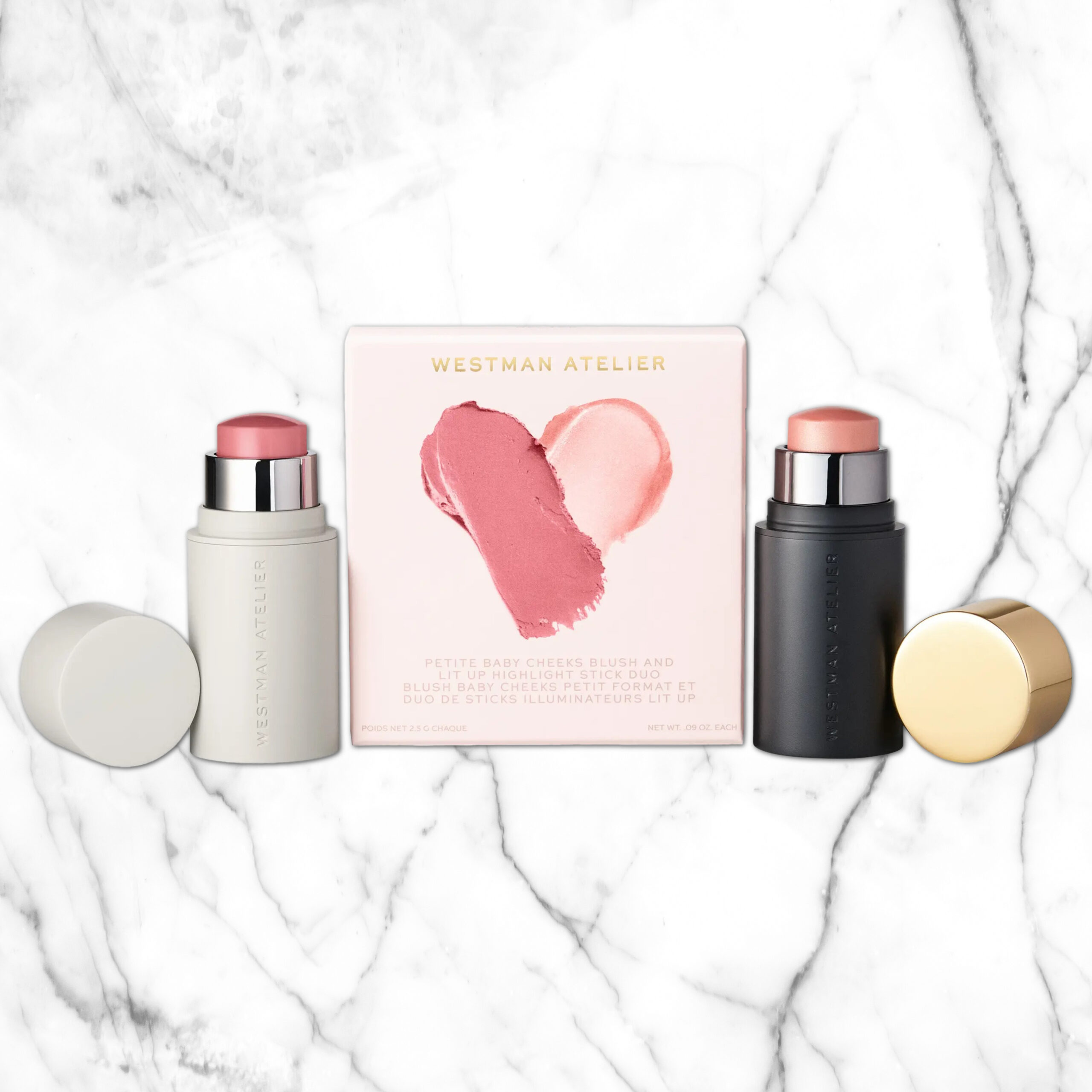 Westman Atelier Petite Baby Cheeks Blush & Lit Up Highlight Stick Duo